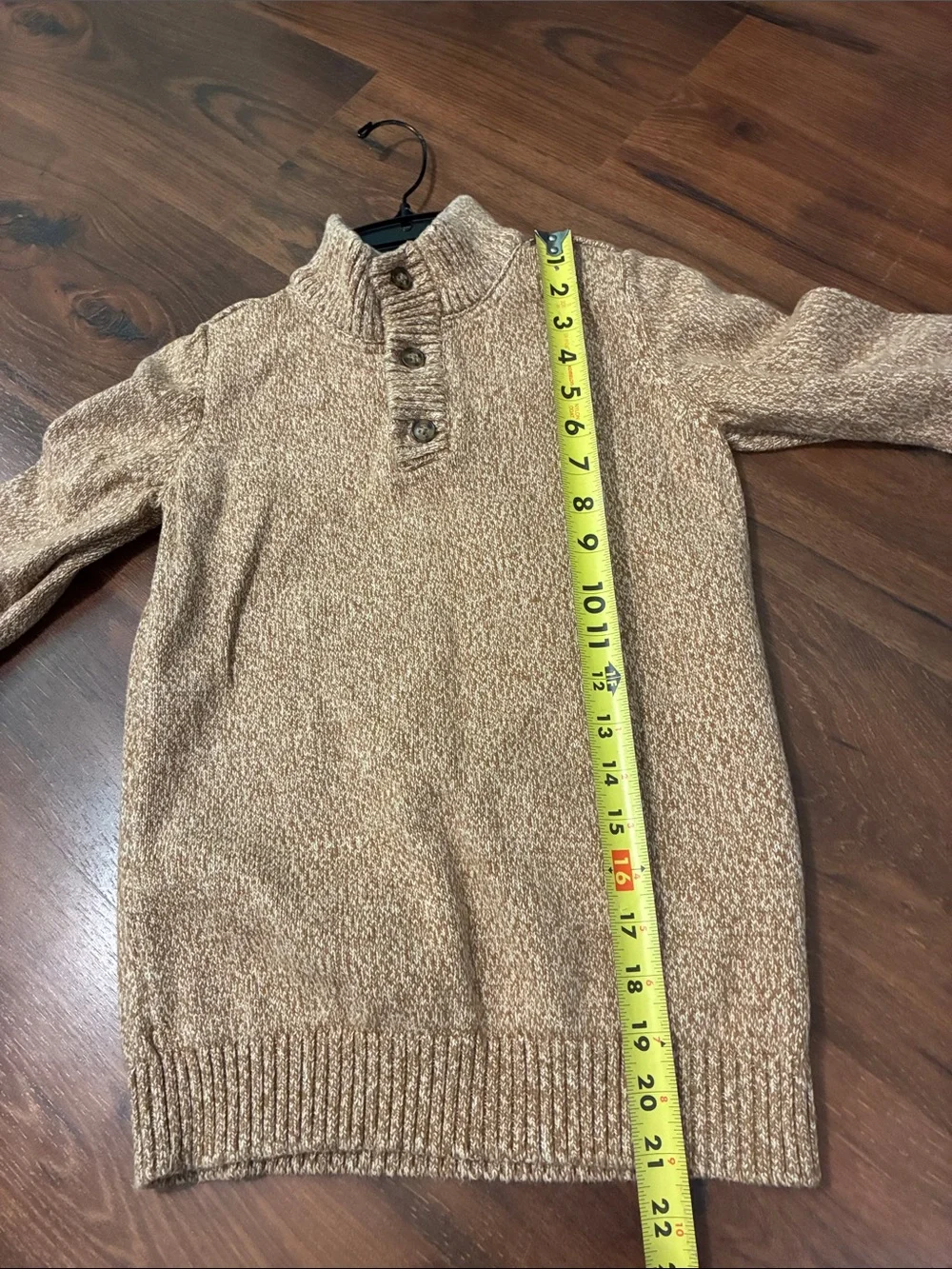 CARTER’S Knit Button-Front Mock Neck Sweater in Camel SZ 12